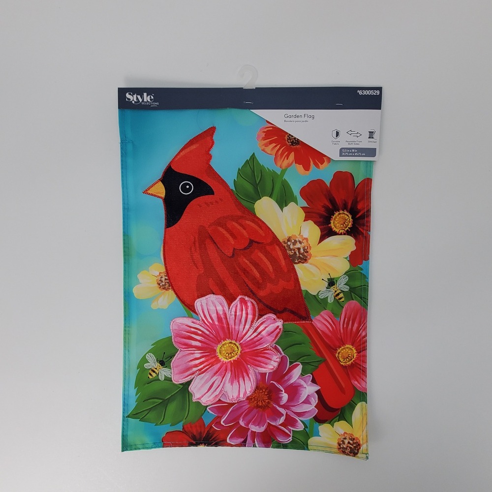 Style Selections Cardinal Flower Garden Flag 12.5x18 Double‎ Sided 6300529 NEW